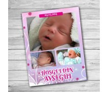 3 Fotoğraflı Kız Bebek İçin Hoşgeldin Bebek Magneti
