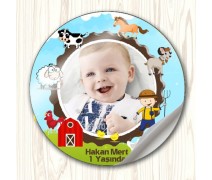 Çiftlik Temalı Resimli Doğum Günü Sticker Etiket