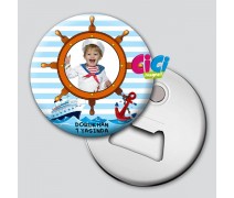 Denizci Çapa ve Gemi Temalı Erkek Bebek İçin Resimli Açacaklı Magnet