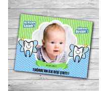 Diş Perisi Temalı Yeşil ve Turkuaz Renkli Erkek Bebek Diş Magneti