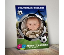 Futbol Topu Temalı Resimli Doğum Günü Ayaklı Pano 70x100 cm