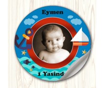 Gemi, Çapa ve Denizci Temalı Kişiye Özel Fotoğraflı Sticker Etiket
