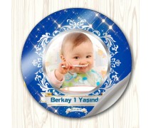 Mavi Yıldız Gökyüzü Temalı Doğum Günü Sticker Etiket