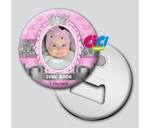 Prenses Taç Temalı Kız Bebek İçin Fotoğraflı Açacaklı Magnet