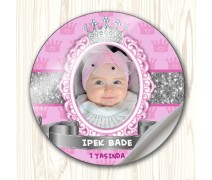 Prenses Taç Temalı Kız Bebek İçin Sticker Etiket
