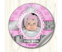 Prenses Taç Temalı Kız Bebek İçin Sticker Etiket