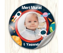 Uzay, Gezegen ve Astronot Temalı Sticker Etiket